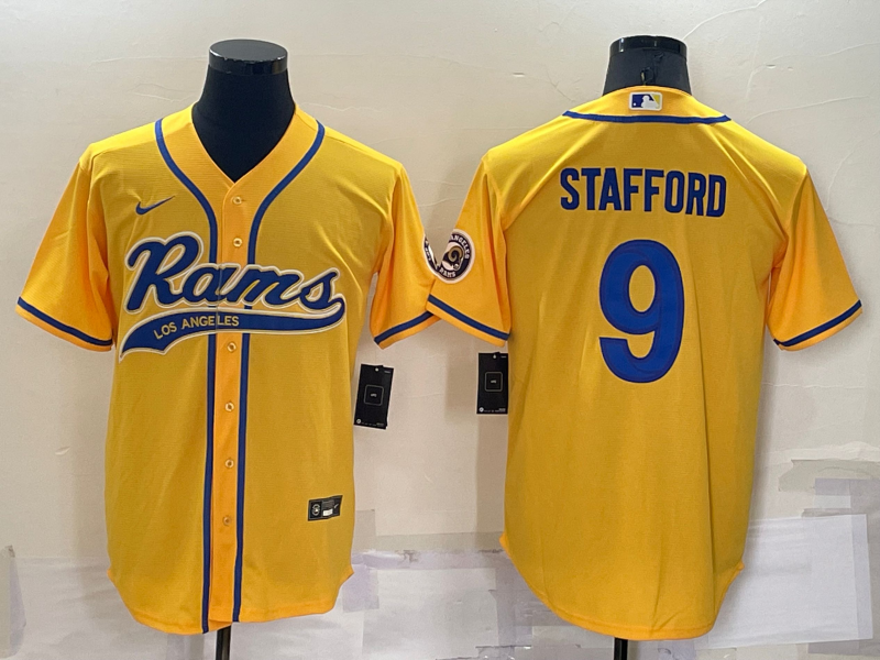 Men's Los Angeles Rams Matthew Stafford #9 Yellow Jersey Joint Edition